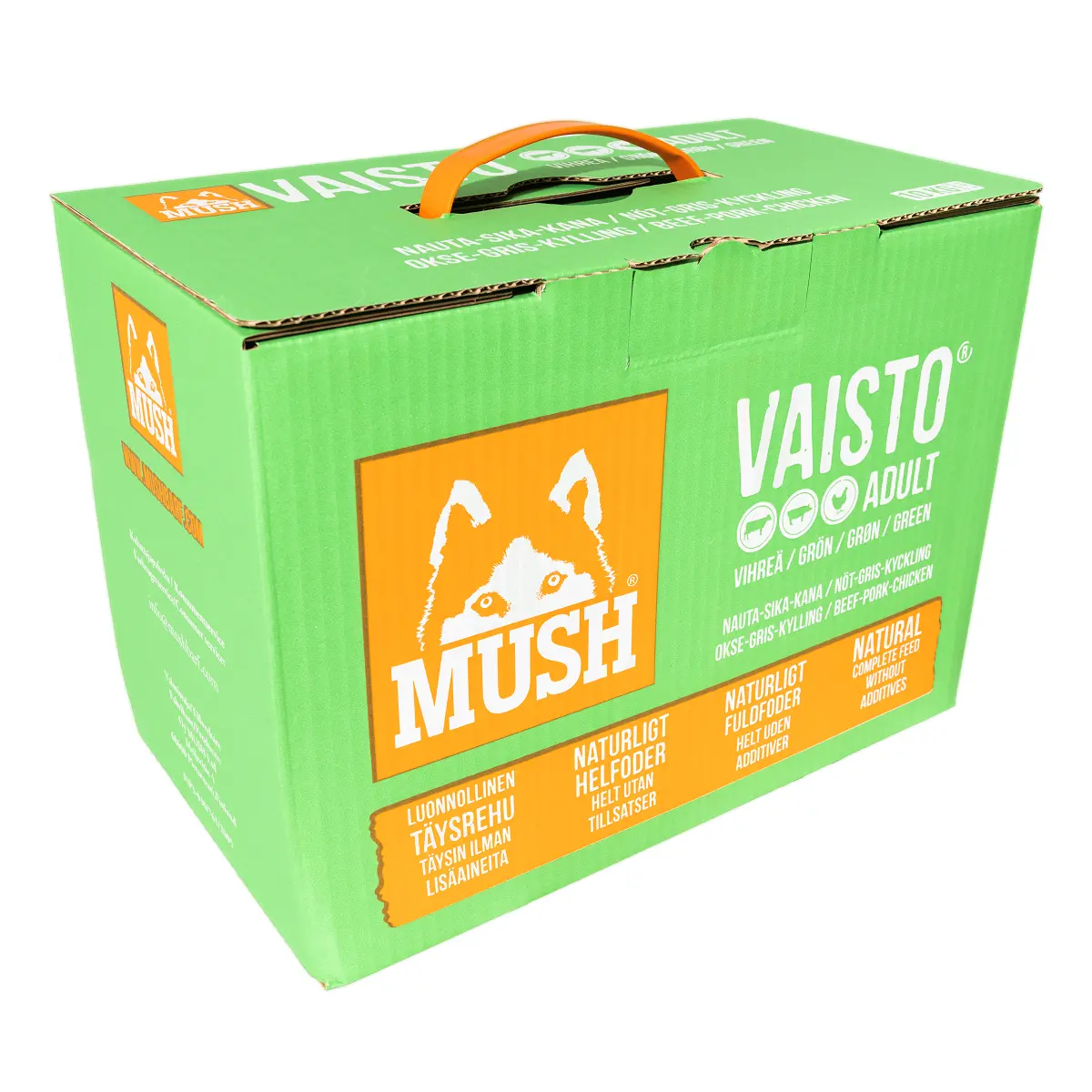 MUSH Vaisto Grøn - Råfoder til hund med okse, gris og kylling 10 kg